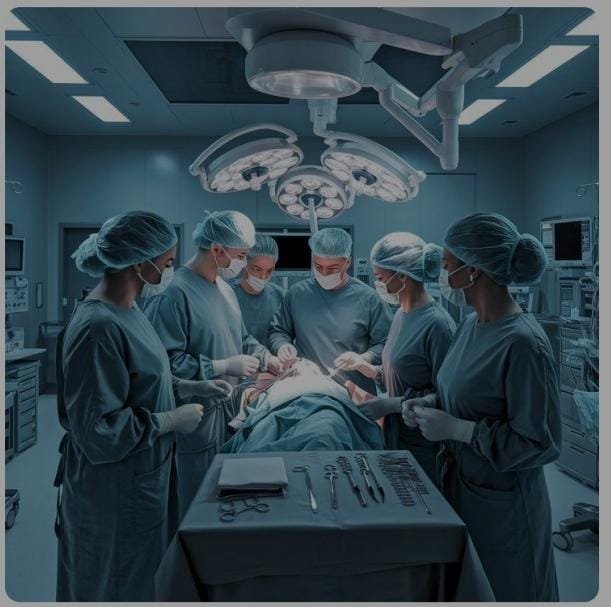 Surgical team operating in an operating room